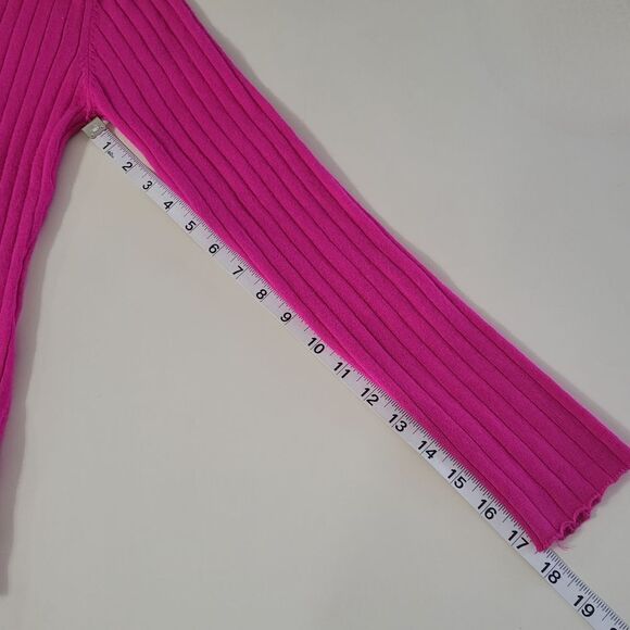 No Boundaries Women's Pink Ribbed-Knit Long Sleeve Pullover Sweater - Picture 7 of 13
